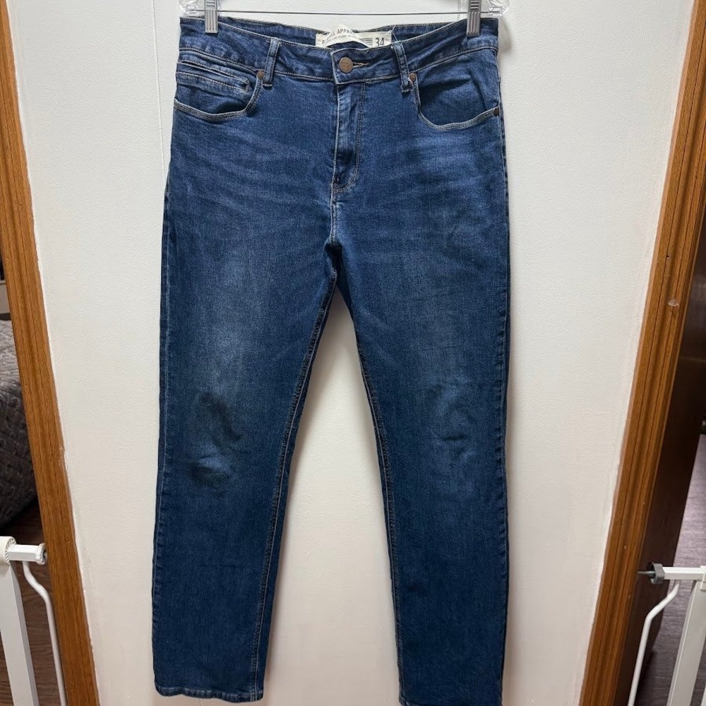 Barbell Apparel Mens Athletic Fit Stretch Jeans Size 34 Blue Medium Wash Denim